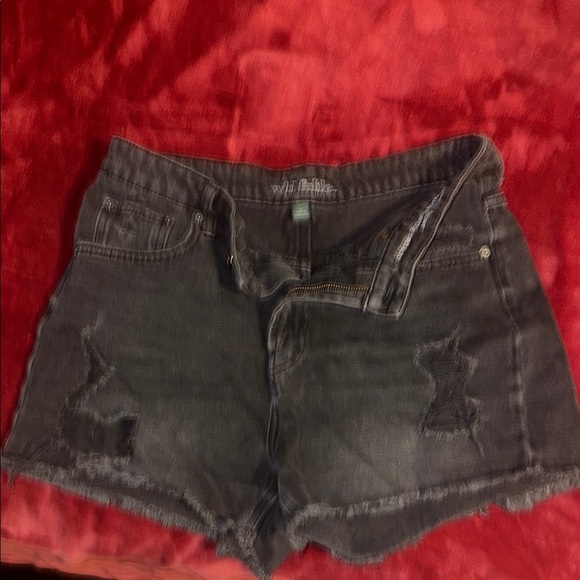 Wild Fable Black Jean Shorts Frayed Hem Casual - Picture 1 of 5
